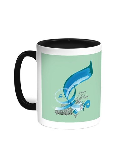 Congratulations On Eid Printed Coffee Mug Black/White 11ounce