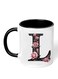 RYN&reg; Ceramic Coffee Mug with Initial Design Printed Gift for Coffee and Tea Lovers 11 Oz alphabet L