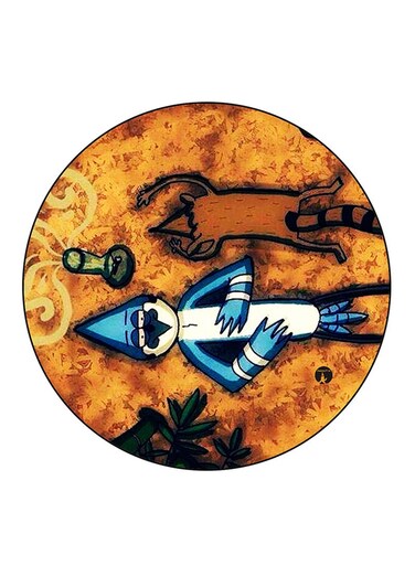 Regular Show Printed Fridge Magnet Round Multicolour
