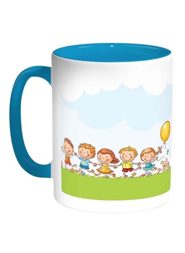 Happy Eid Printed Coffee Mug White/Green/Blue 325ml