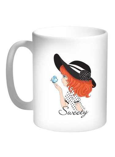 Printed Coffee Mug White/Black/Orange