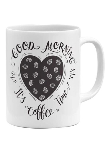 Good Morning It's Coffee Time Printed Mug White/Black