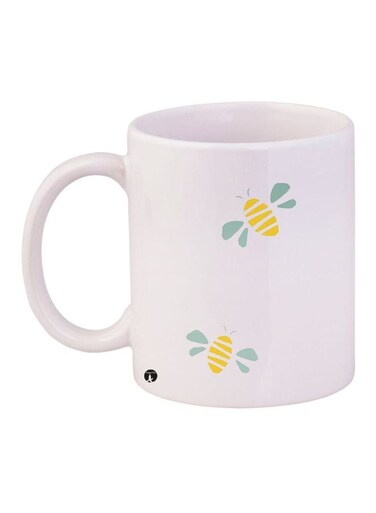 Bees Printed Coffee Mug White/Yellow/Blue