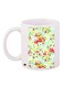 Flowers Printed Coffee Mug White/Green/Pink 11ounce
