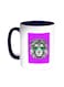 A Lion Wearing Glasses Printed Coffee Mug Blue White 11 ounce