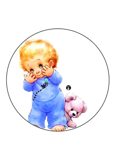 Baby Printed Fridge Magnet Round Multicolour