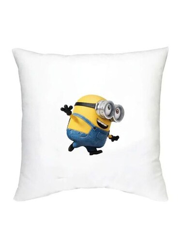 Minion Character Printed Cushion White/Yellow/Blue 16x16inch