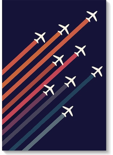 Planes Wall Painting Multicolour 40x60cm