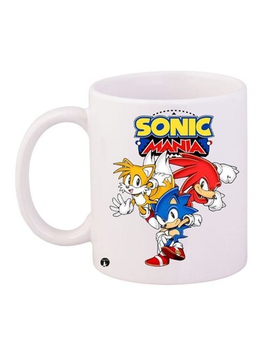 Cartoon Printed Coffee Mug White/Blue/Red 11ounce