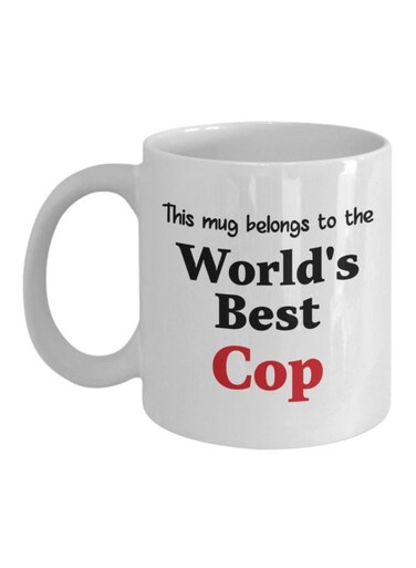World's Best Cop Printed Coffee Mug White/Black/Red 8x8x9.5cm