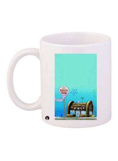 SpongeBob SquarePants Printed Coffee Mug White/Blue/Brown 11ounce