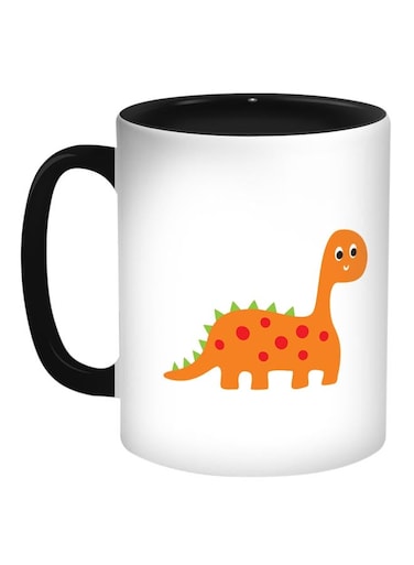 Dinosaur Printed Coffee Mug Black/White/Orange
