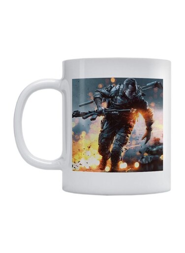 Battlefield Printed Coffee Mug White/Black/Orange