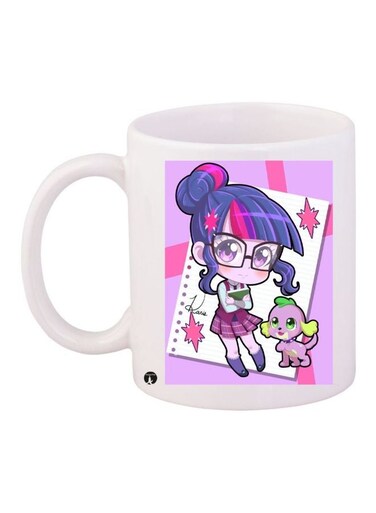 Anime Girl Printed Coffee Mug White/Pink/Purple 11ounce