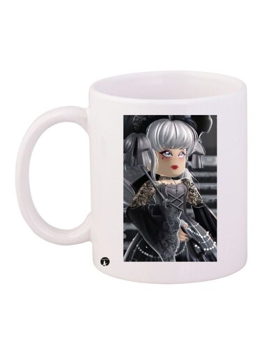 Printed Ceramic Coffee Mug White/Grey/Black