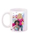 Cartoon Girls Printed Coffee Mug White/Pink/Brown 11ounce