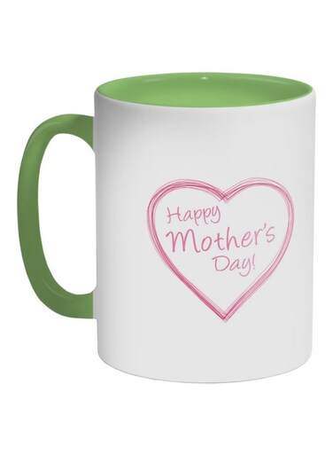Happy Mother's Day Printed Coffee Mug Green/White/Pink 325ml
