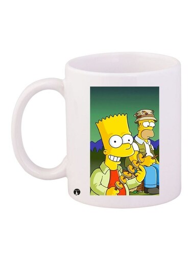 Simpsons Printed Coffee Mug White/Green/Yellow 11ounce