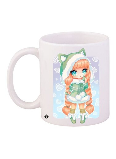 Anime Girl Printed Coffee Mug White/Blue/Green