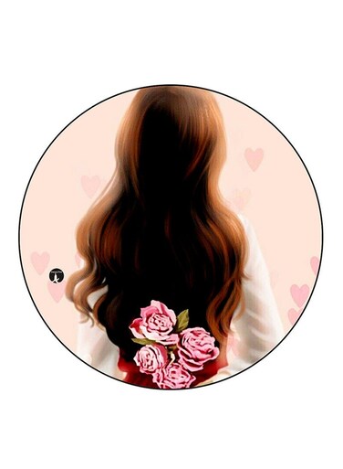 Woman Printed Fridge Magnet Round Multicolour