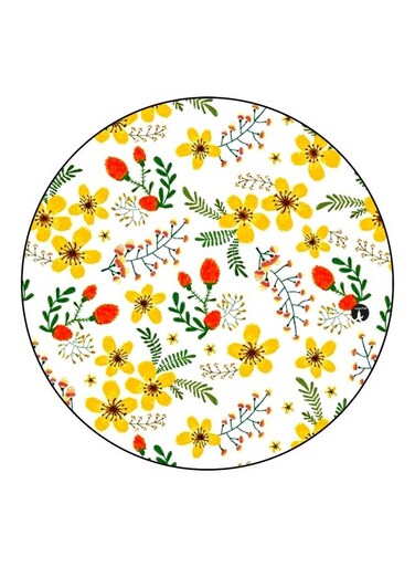 Floral Printed Fridge Magnet White/Yellow/Red 5.5cm
