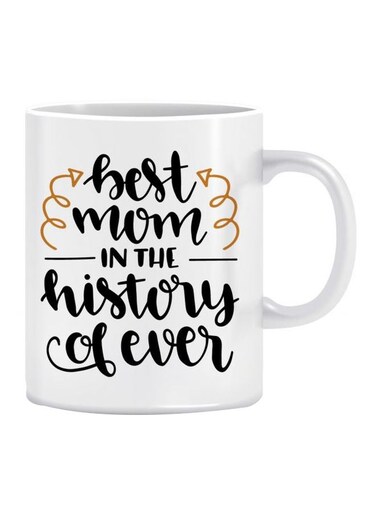 Printed Ceramic Coffee Mug White/Black/Yellow