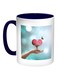 Heart Printed Coffee Mug Blue/White/Red 11ounce