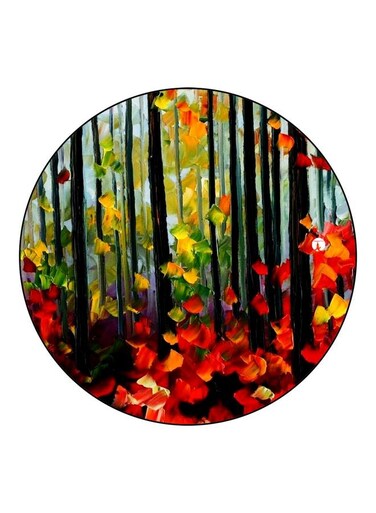 Leaf Printed Wooden Fridge Magnet Red/Black/Blue 5.5cm