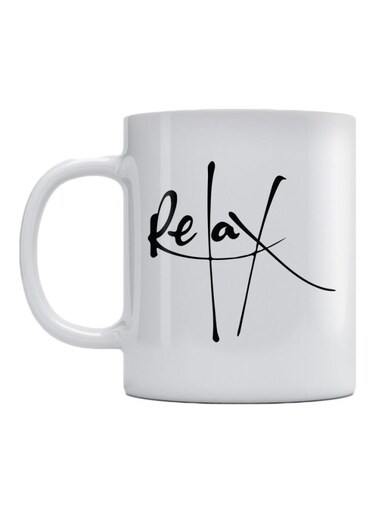 Relax Printed Ceramic Mug White/Black