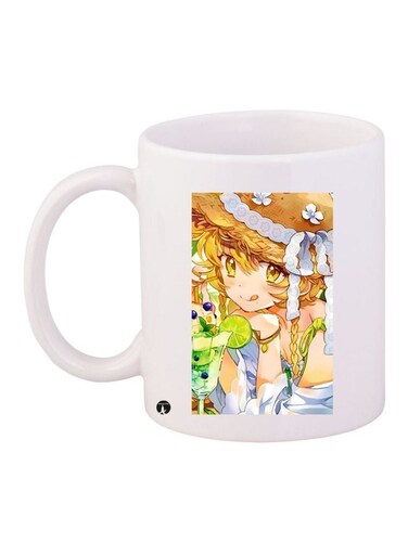 Cartoon Printed Coffee Mug White/Beige/Brown 11ounce
