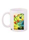 Cartoon Printed Coffee Mug White/Blue/Green 11ounce
