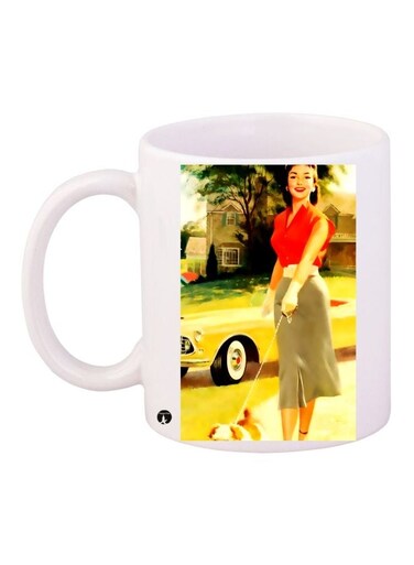 Girl Printed Coffee Mug White/Yellow/Red 11ounce