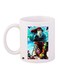 Cartoon Printed Coffee Mug White/Blue/Brown 11ounce