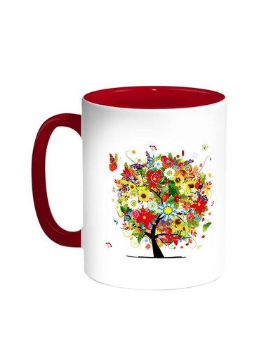 Romantic Printed Coffee Mug Red/White 11ounce