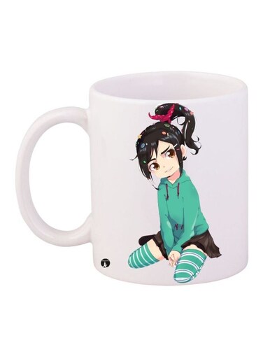 Cartoon Printed Coffee Mug White/Green/Black 11ounce