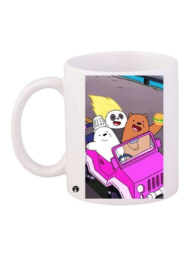Cartoon Printed Coffee Mug White/Pink/Grey