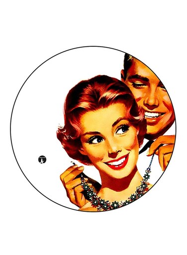 Vintage Art Printed Fridge Magnet Round Multicolour
