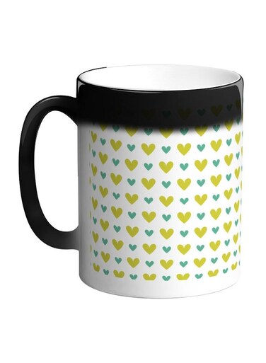 Hearts Printed Colour Changing Coffee Mug Black 11ounce