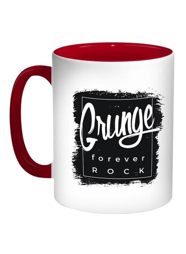 Grunge Forever Rock Printed Coffee Mug Red/White/Black 11ounce