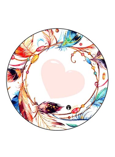Heart Printed Fridge Magnet Round Multicolour