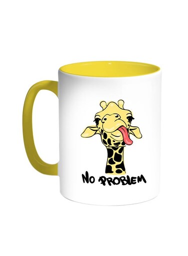 Giraffe - No Problem Printed Coffee Mug Yellow/White 11ounce