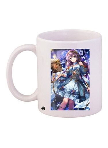 Cartoon Girl Printed Coffee Mug White/Blue/Purple 11ounce
