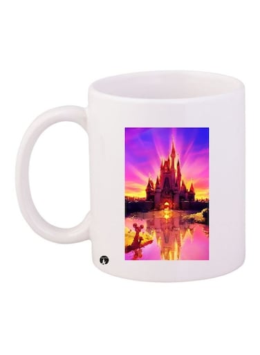 Cartoon Printed Coffee Mug White/Pink/Yellow 11ounce