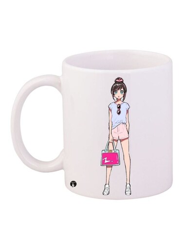 Girl Printed Coffee Mug White/Pink/Blue 11ounce