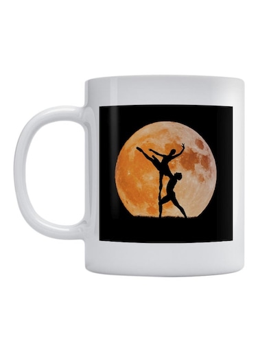 Dancing Printed Coffee Mug White/Black/Orange