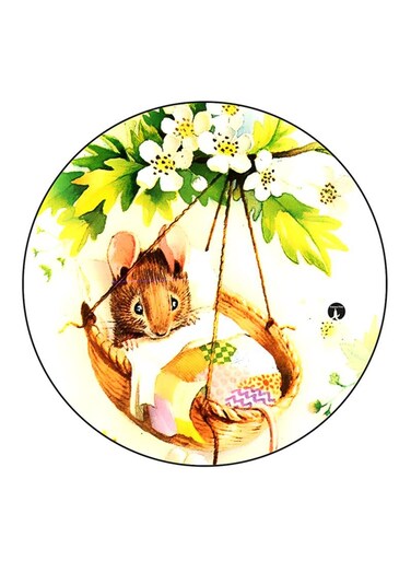 Mouse Printed Fridge Magnet Round Multicolour