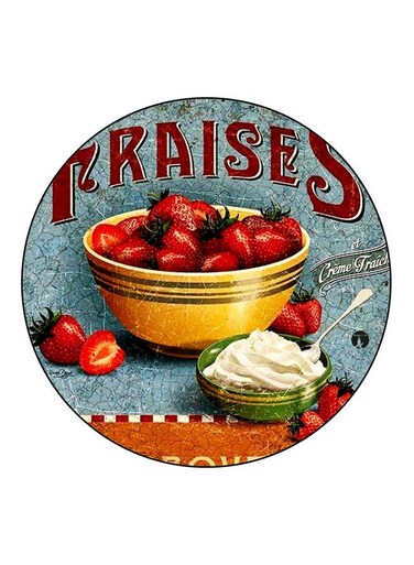 Strawberry Printed Fridge Magnet Red/Yellow/Green 5.5cm