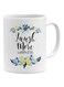 Laugh More Worry Less Printed Mug White/Blue/Yellow