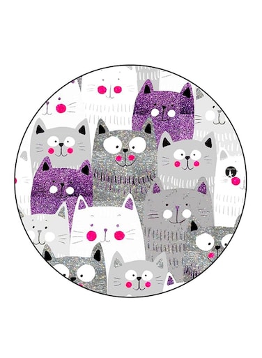 Cats Printed Fridge Magnet Round Multicolour