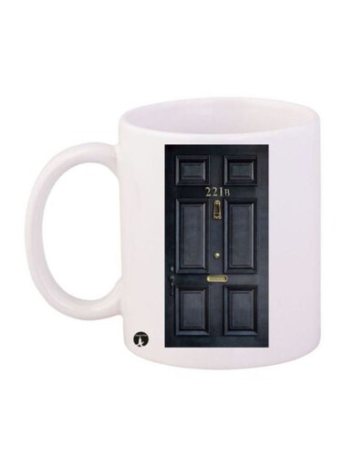 Sherlock Printed Coffee Mug White/Black/Gold